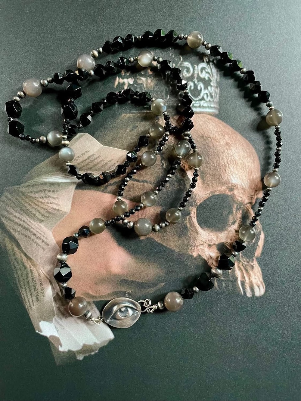 Blood Milk Jewels Limited ‘The Witching Hour’ Oversized Grey Moonstone Strand